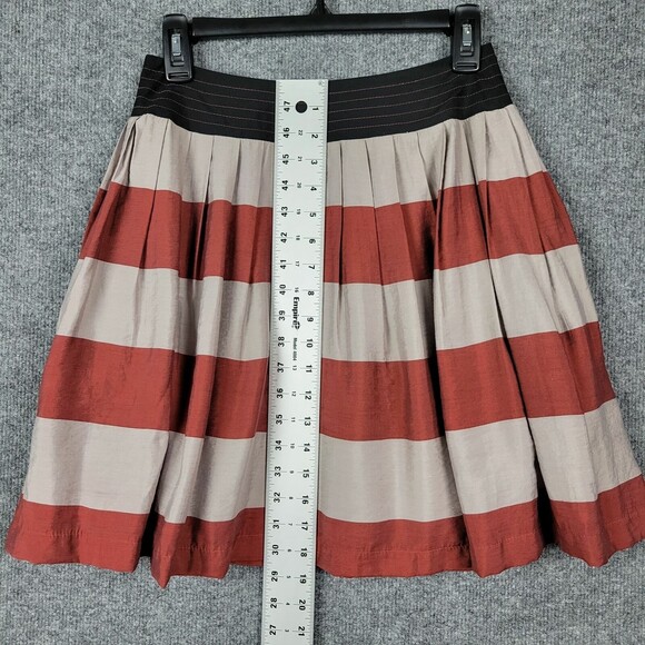 Anthropologie COREY LYNN CALTER Red & Gray Stripe Lined Skirt Pockets SIZE 0 - Picture 5 of 12